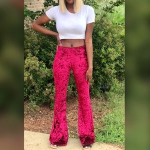 Crushed velvet bell bottoms